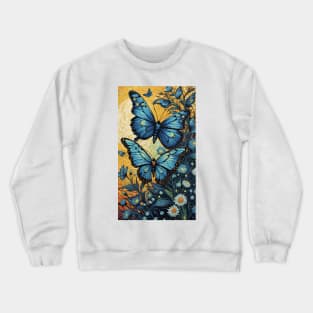 Starry Night Flutter: Van Gogh's Butterfly Mosaic Crewneck Sweatshirt